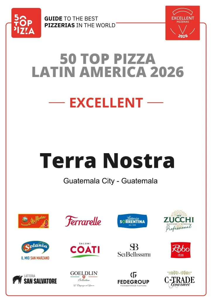 Excellent Pizzerìa 50 top Latin America Terra Nostra Guatemala City