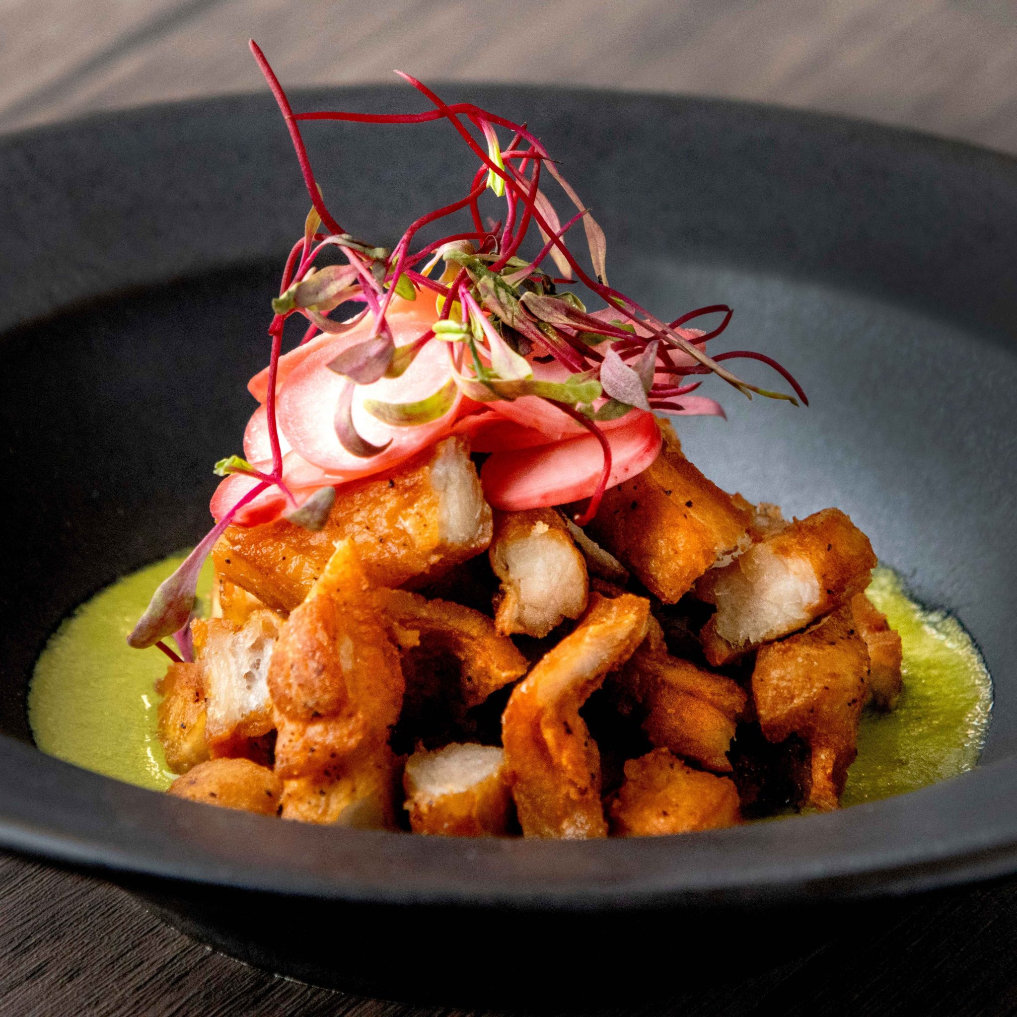 Chicharrón de matambre icónico de Terra Nostra Guatemala.